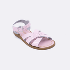 One shiny pink little kid sized 800 Original style sandal. Facing left to right diagonally. 
