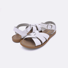 Two white little kid sized 800 Original style sandal. Both pushed together facing the camera diagonally.