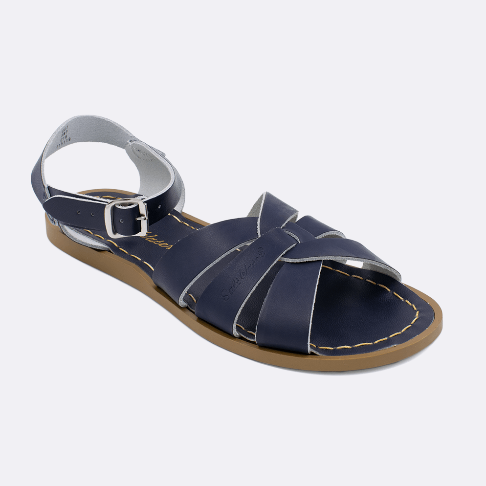 One 800 Original style sandal color navy. Facing left to right diagonally. 	Adult Size.
