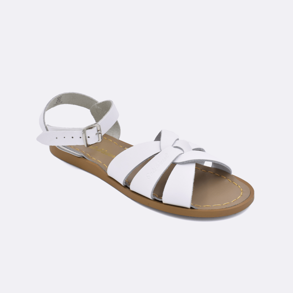 One 800 Original style sandal color white. Facing left to right diagonally. 	Adult Size.